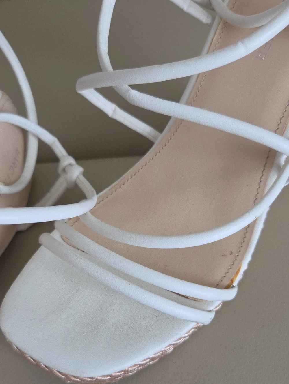 Marc Fisher White Strappy Wedge Sandals
